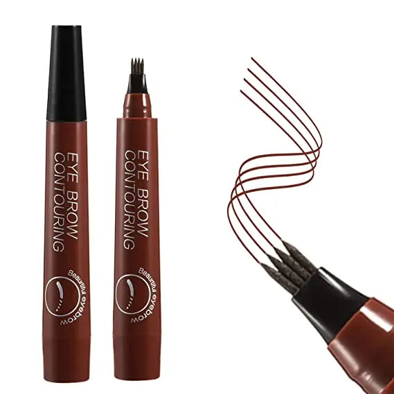 Optimize product title: Waterproof 4 Point Eyebrow Pen - Dark Brown, Microblading Eyebrow Pencil - 5 Colors, Liquid Brow Pencil, Long-lasting Cosmetic Eyebrow Tattoo Pen